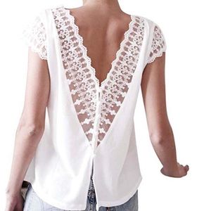 Lace Button Down V-Neck Top